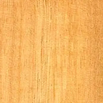 “Close-up of polished Movingui wood with bright golden hue.